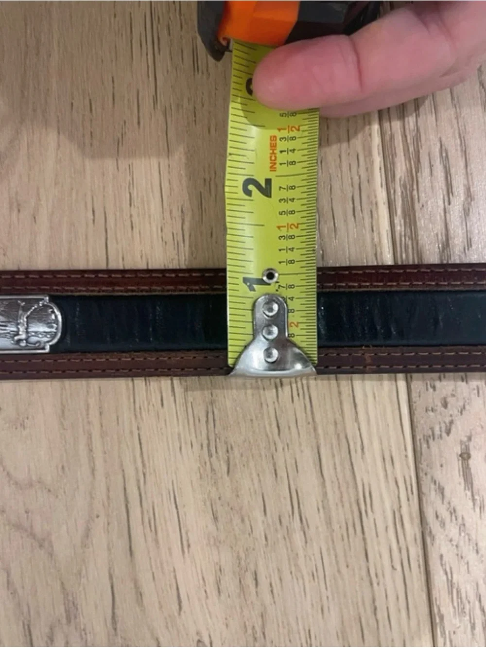 Brighton golf Brown and Black Leather Belt with Silver Accents